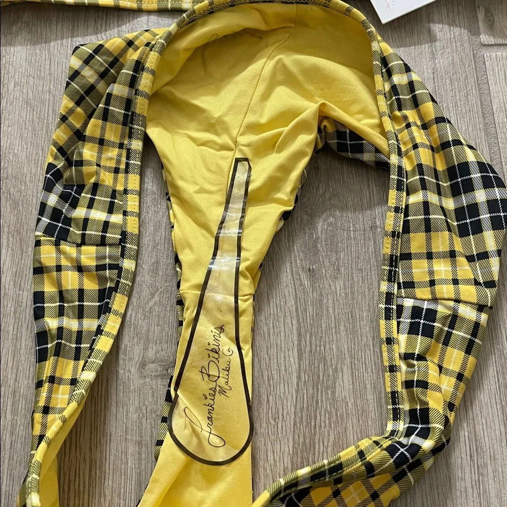 NWT Frankie’s 2pc yellow plaid Clueless Alana bikini Swimsuit set M/L
